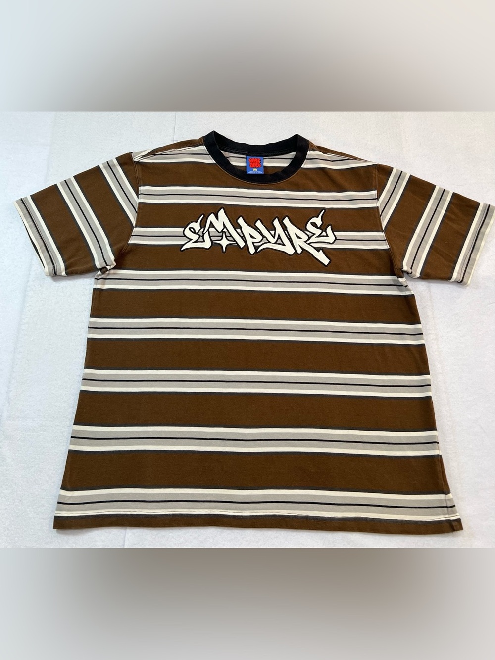 Empyre Men's Razor Stripe Brown Knit T-Shirt Size Medium